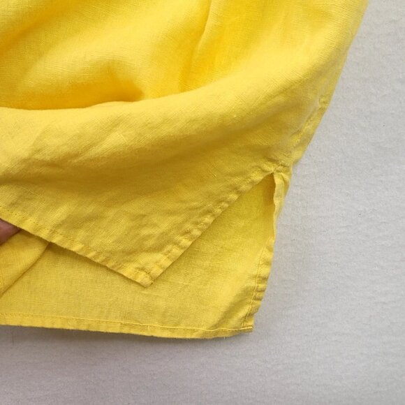 JM Collection Butter Yellow Linen Button-Up Embroidered Details Plus Size 22W - Picture 7 of 13